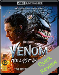 Venom the last dance UHD 4K blu-ray Quick review